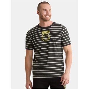 Nirvana Mens Smiley Striped Graphic Tee